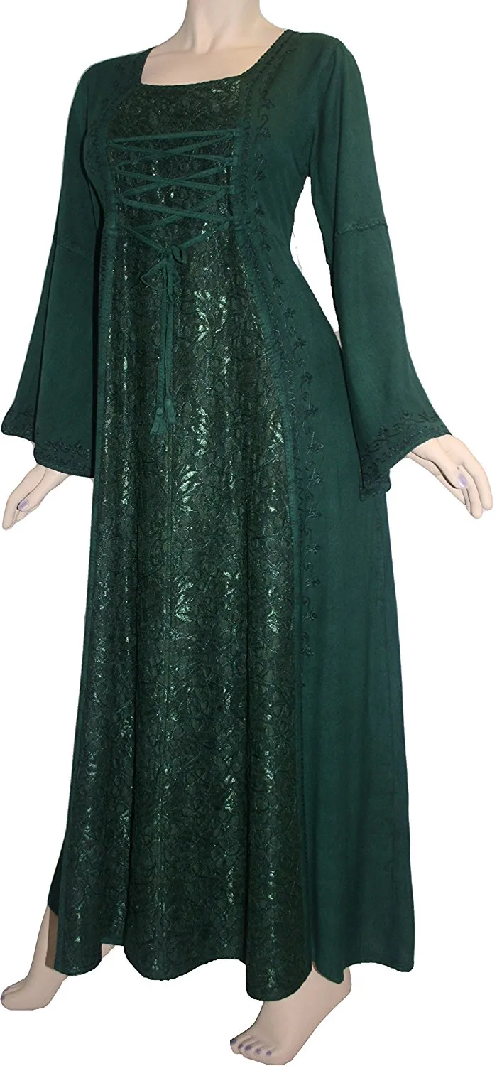 007 DR Sweet Empire Net Overlay Rope Tie Bell Sleeve Long Dress Gown