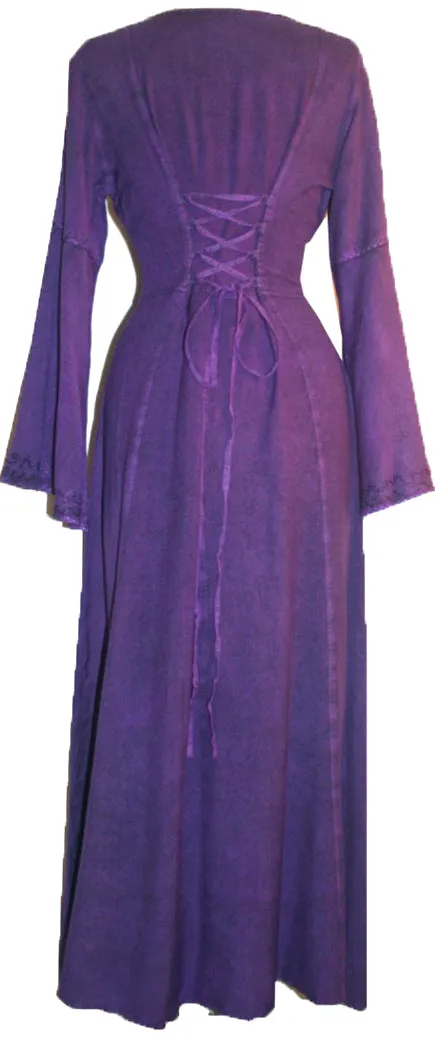 007 DR Sweet Empire Net Overlay Rope Tie Bell Sleeve Long Dress Gown