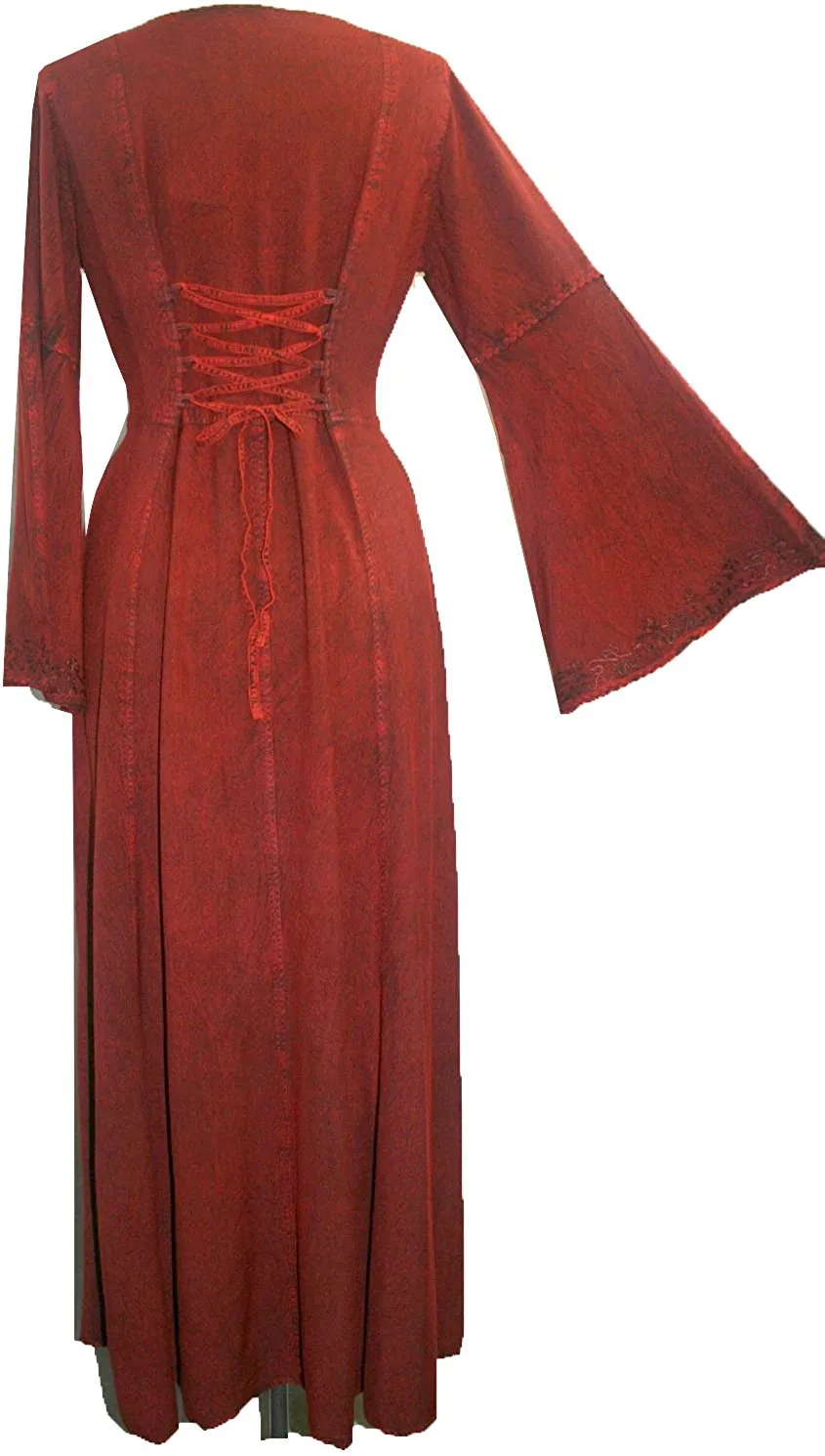 007 DR Sweet Empire Net Overlay Rope Tie Bell Sleeve Long Dress Gown