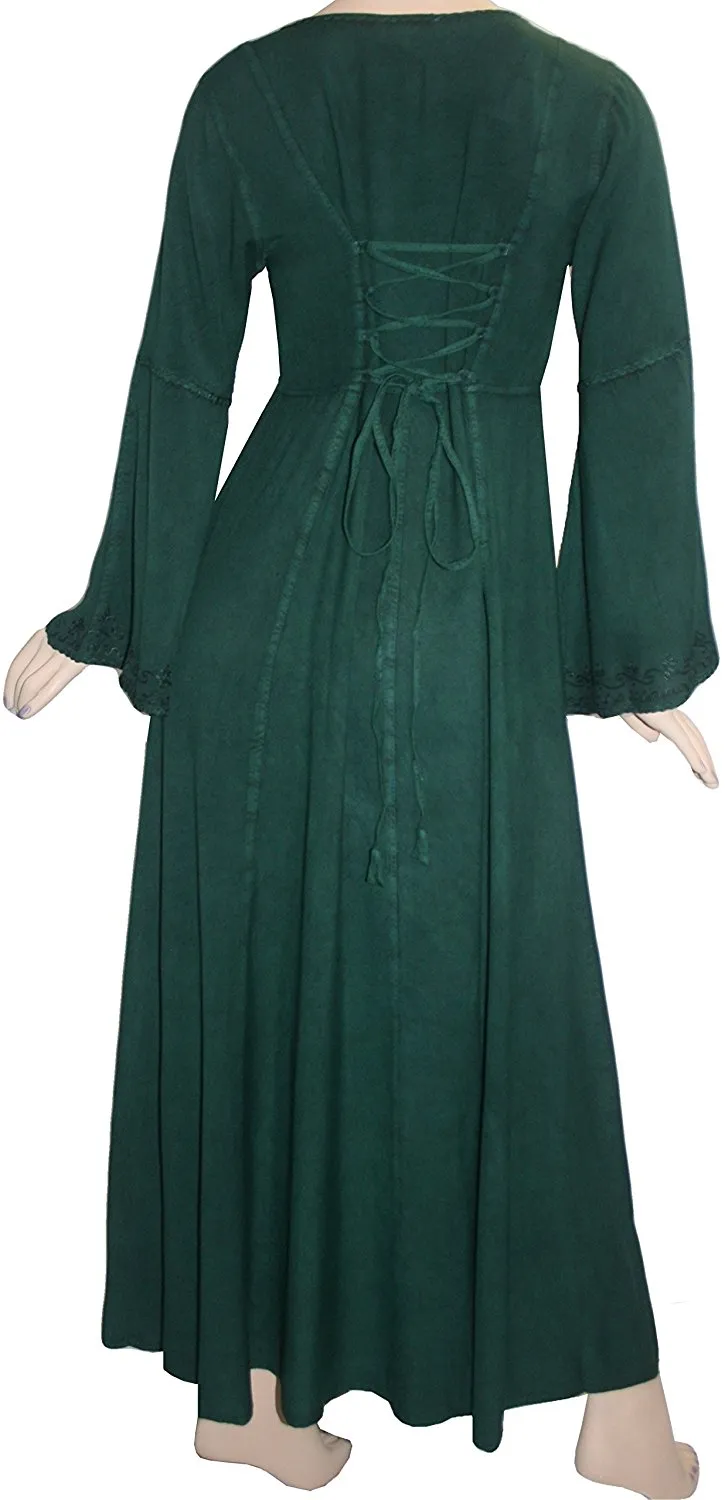 007 DR Sweet Empire Net Overlay Rope Tie Bell Sleeve Long Dress Gown