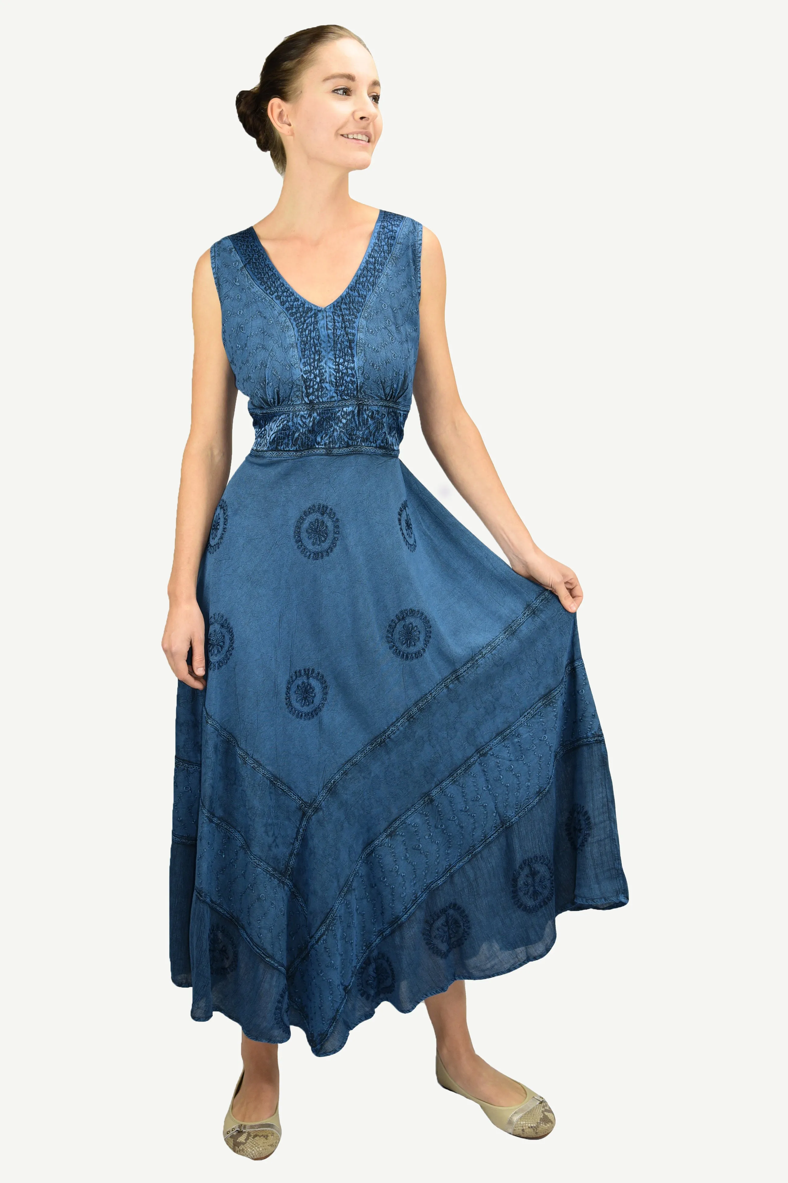 1011 D Romantic Evening Empire Victorian Sleeveless Long Flare Dress