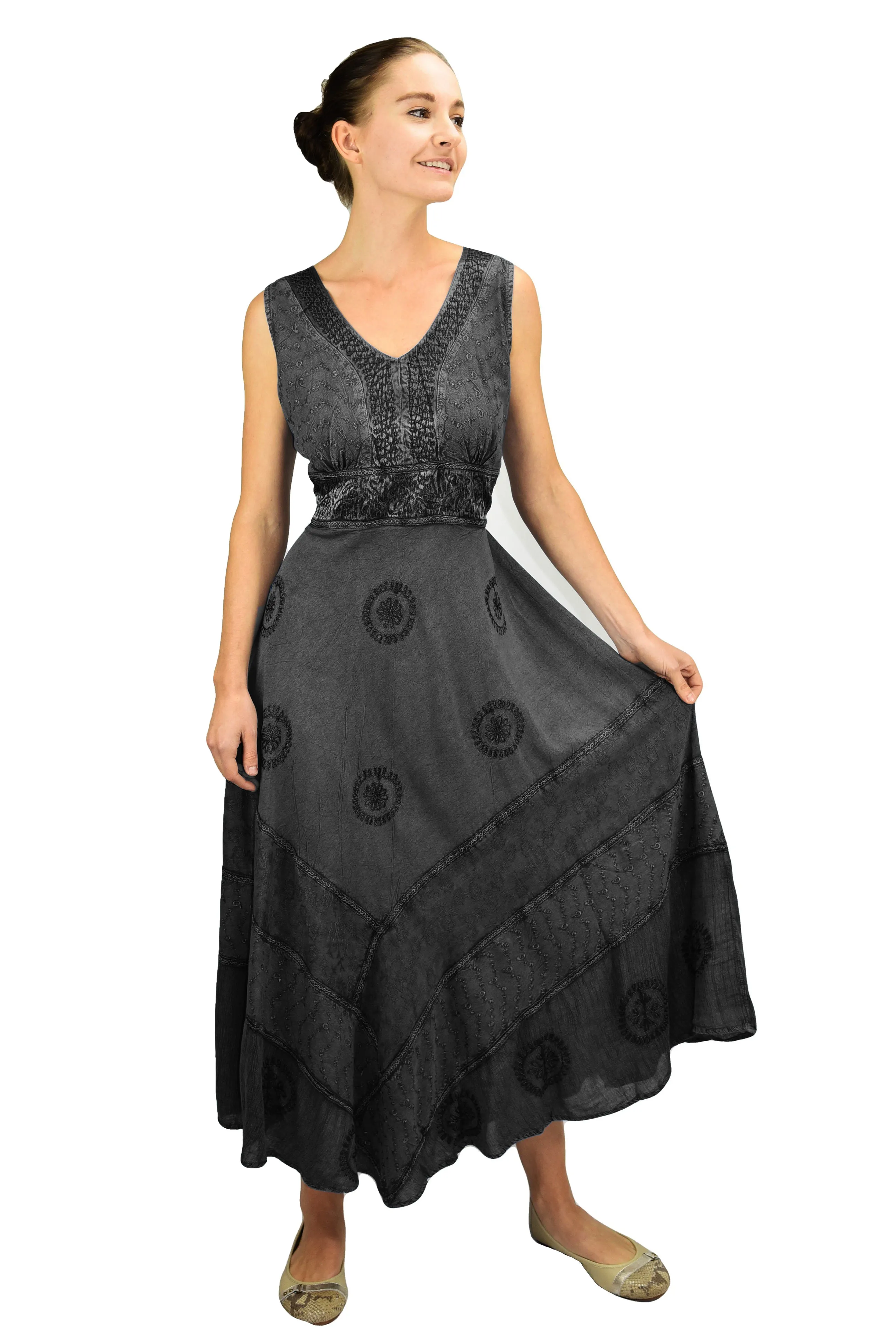 1011 D Romantic Evening Empire Victorian Sleeveless Long Flare Dress