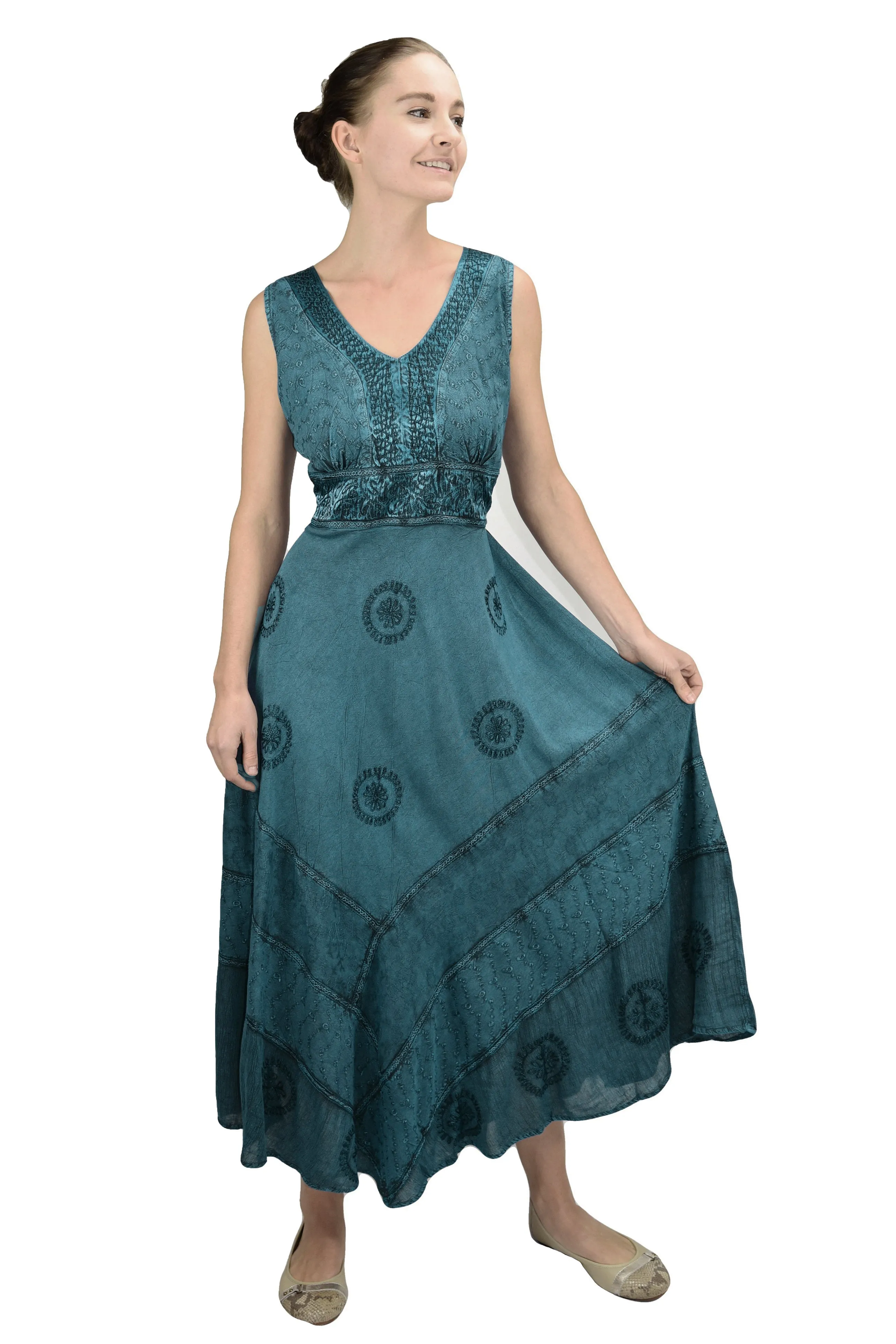 1011 D Romantic Evening Empire Victorian Sleeveless Long Flare Dress
