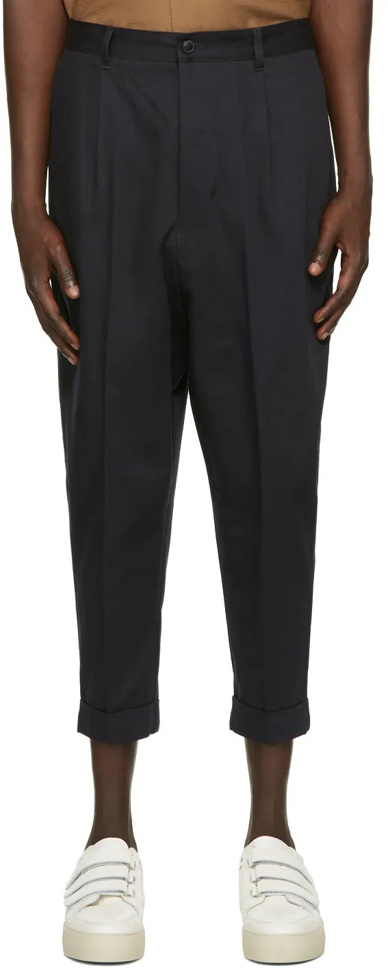 AMI Alexandre Mattiussi Navy Oversized Carrot Fit Trousers