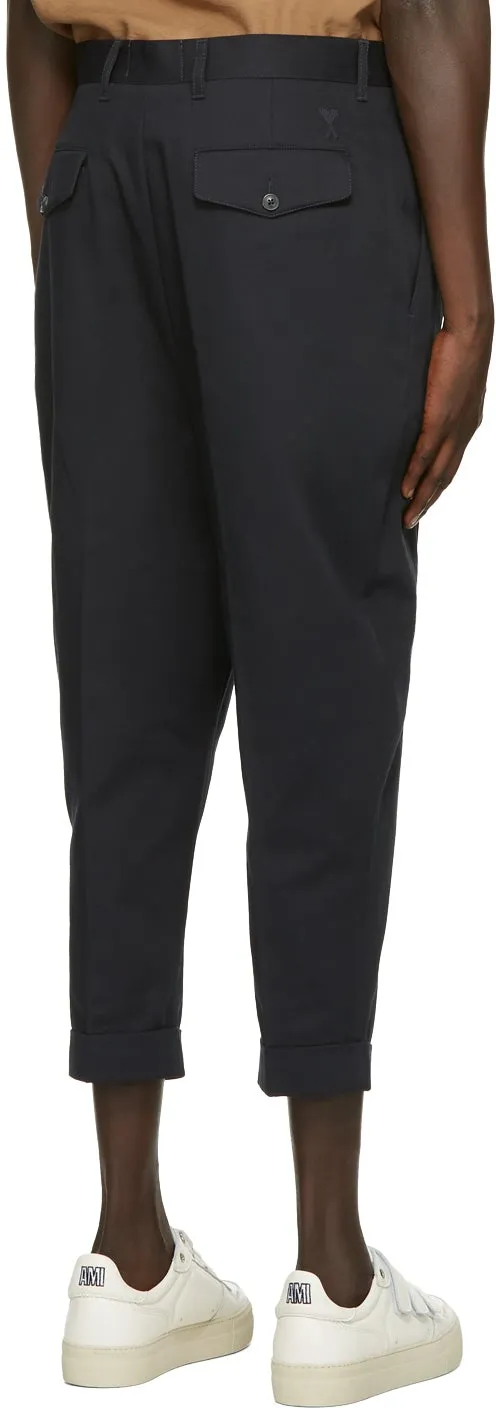 AMI Alexandre Mattiussi Navy Oversized Carrot Fit Trousers