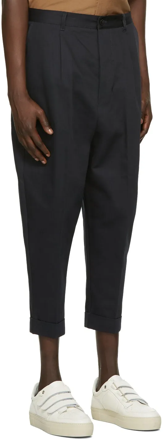 AMI Alexandre Mattiussi Navy Oversized Carrot Fit Trousers