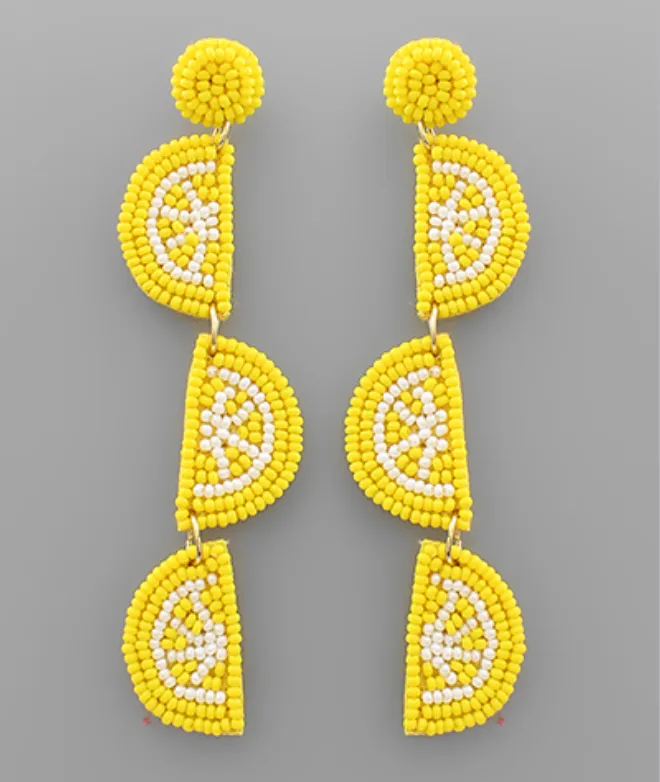 Beaded Lemon Earrings