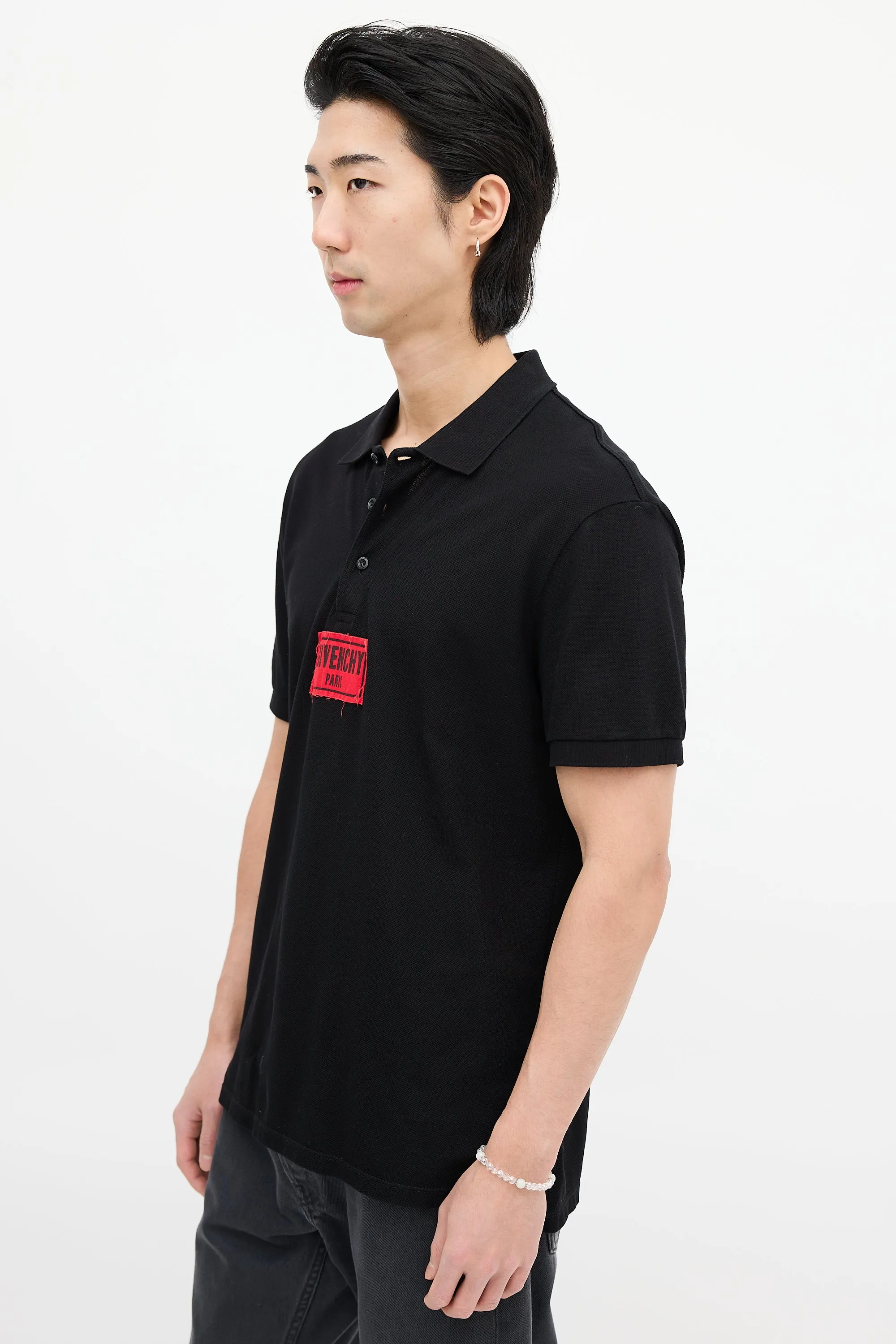 Black & Red Patch Logo Polo