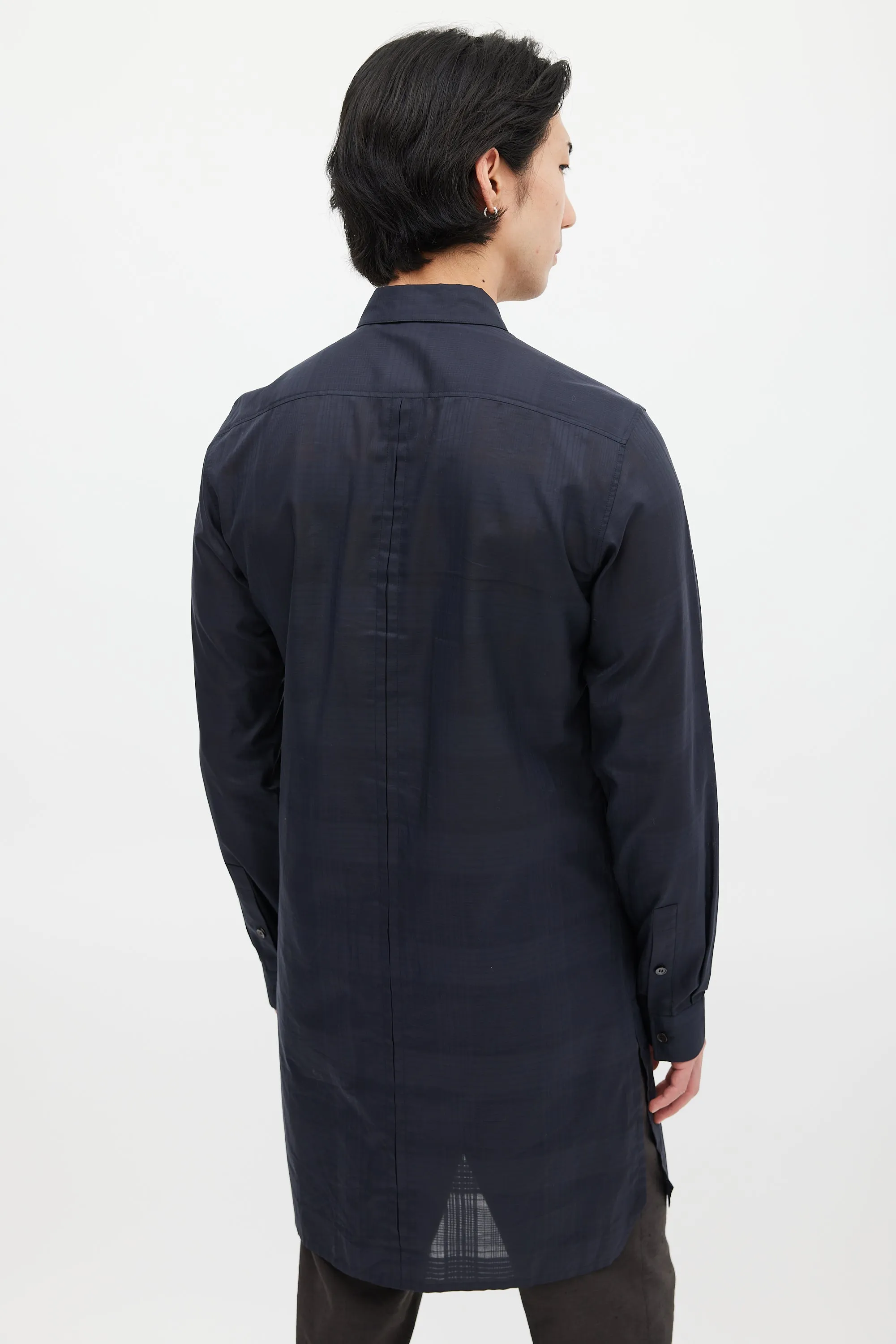 Black Cotton Check Multi Pocket Shirt