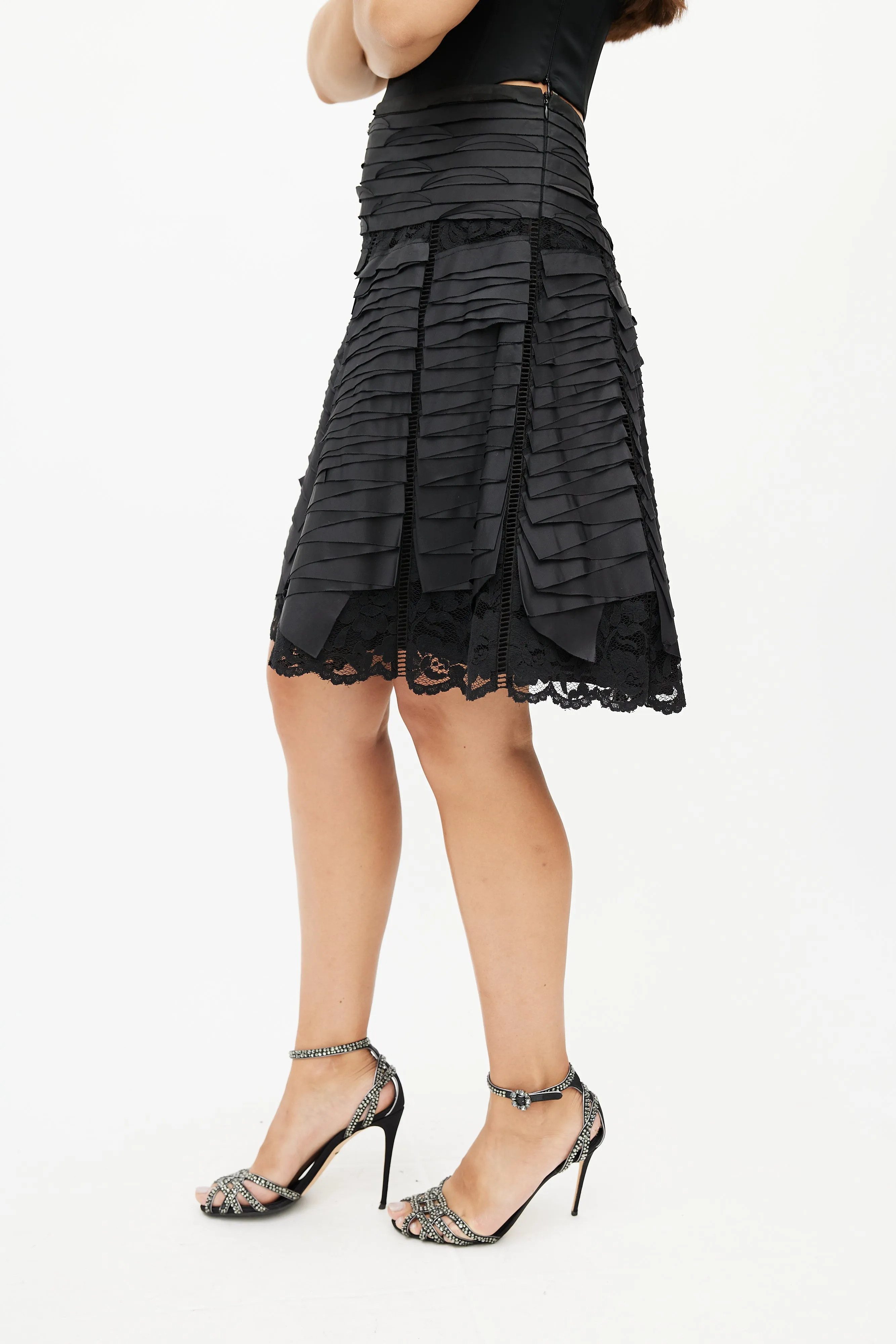 Black Tiered Lace Skirt