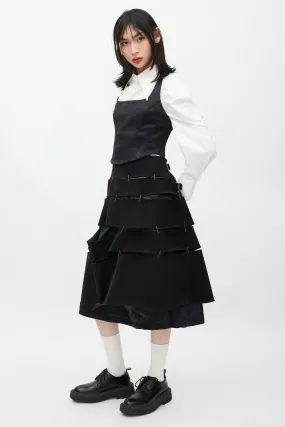 Black Tiered Safety Pin Buckle Skirt
