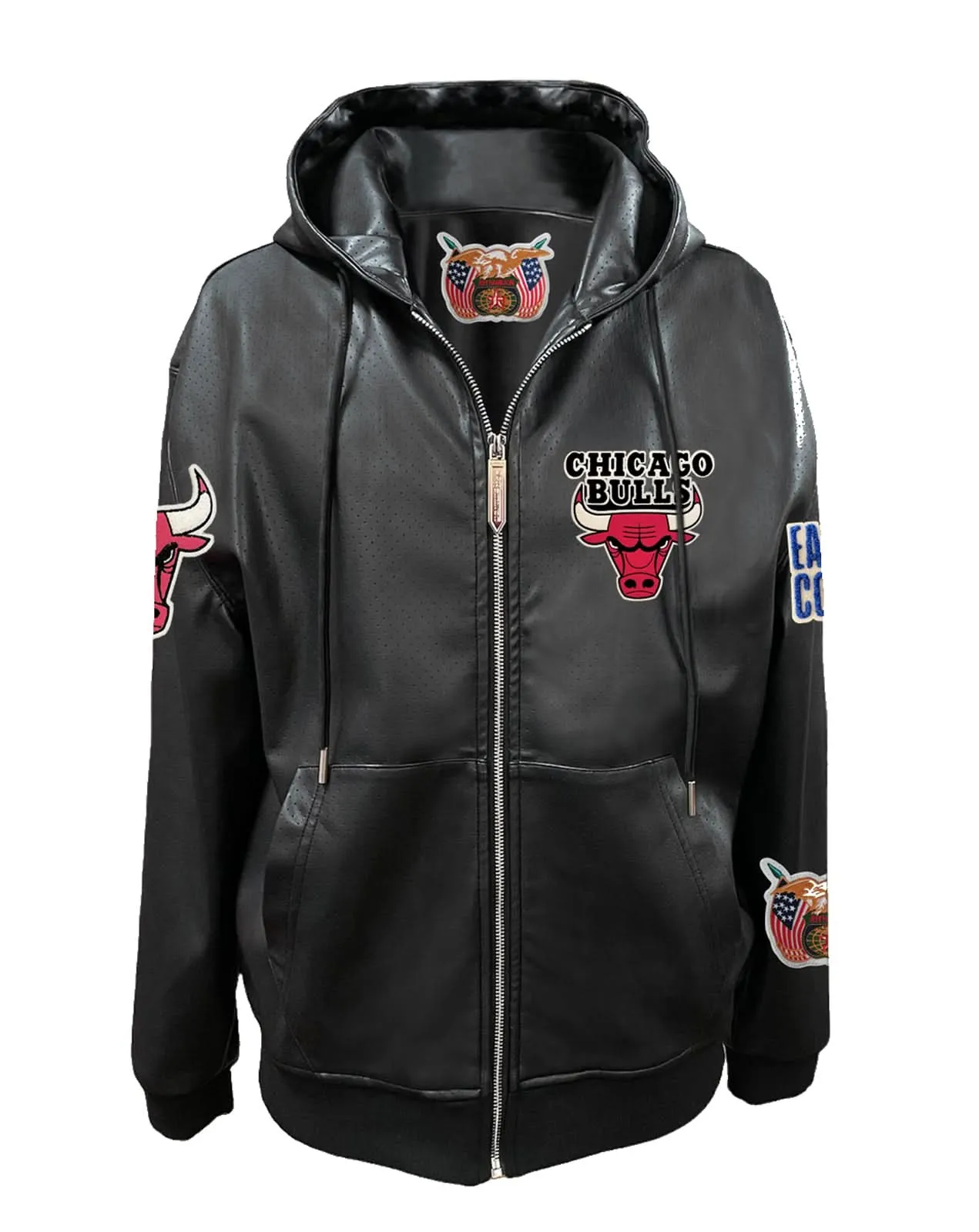 CHICAGO BULLS LIGHTWEIGHT VEGAN ZIP-UP HOODED JACKET
