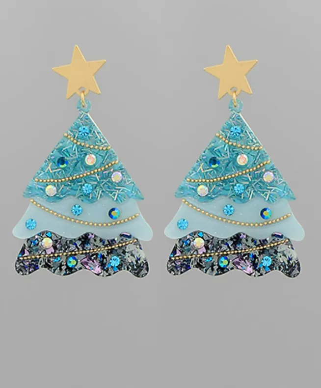 Christmas Tree Glitter Earrings