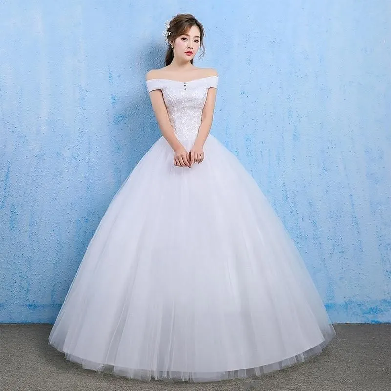 Crystal Dress Wedding Long Lace Off-Shoulder Dress