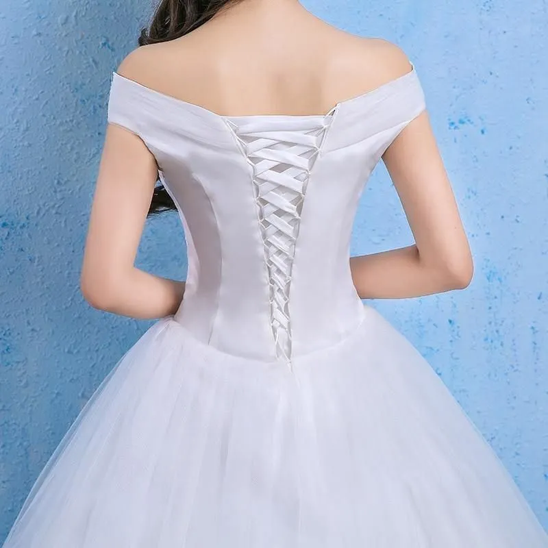 Crystal Dress Wedding Long Lace Off-Shoulder Dress