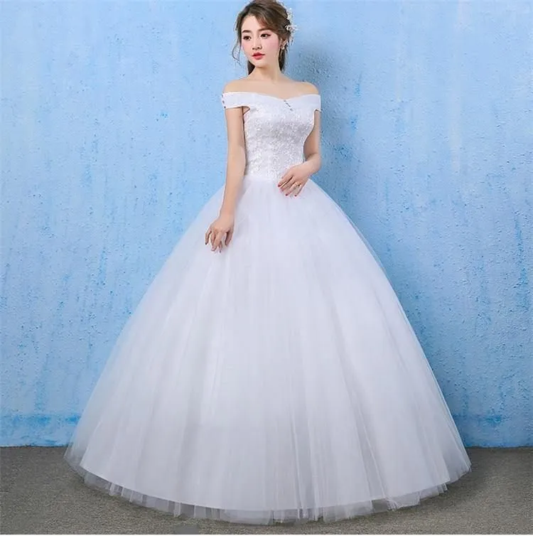 Crystal Dress Wedding Long Lace Off-Shoulder Dress