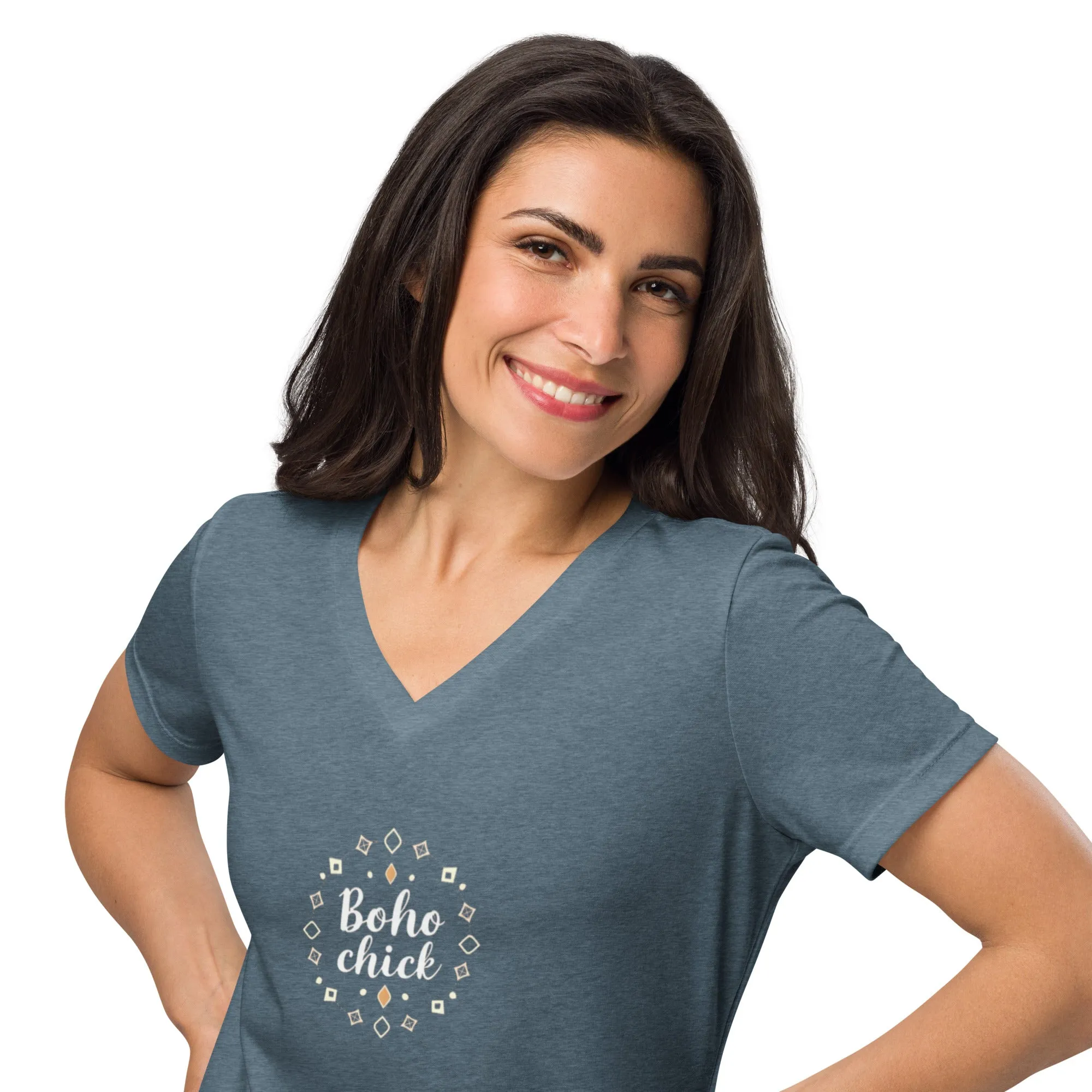 DUO MODERN Boho Chic Women’s Relaxed V-Neck T-Shirt