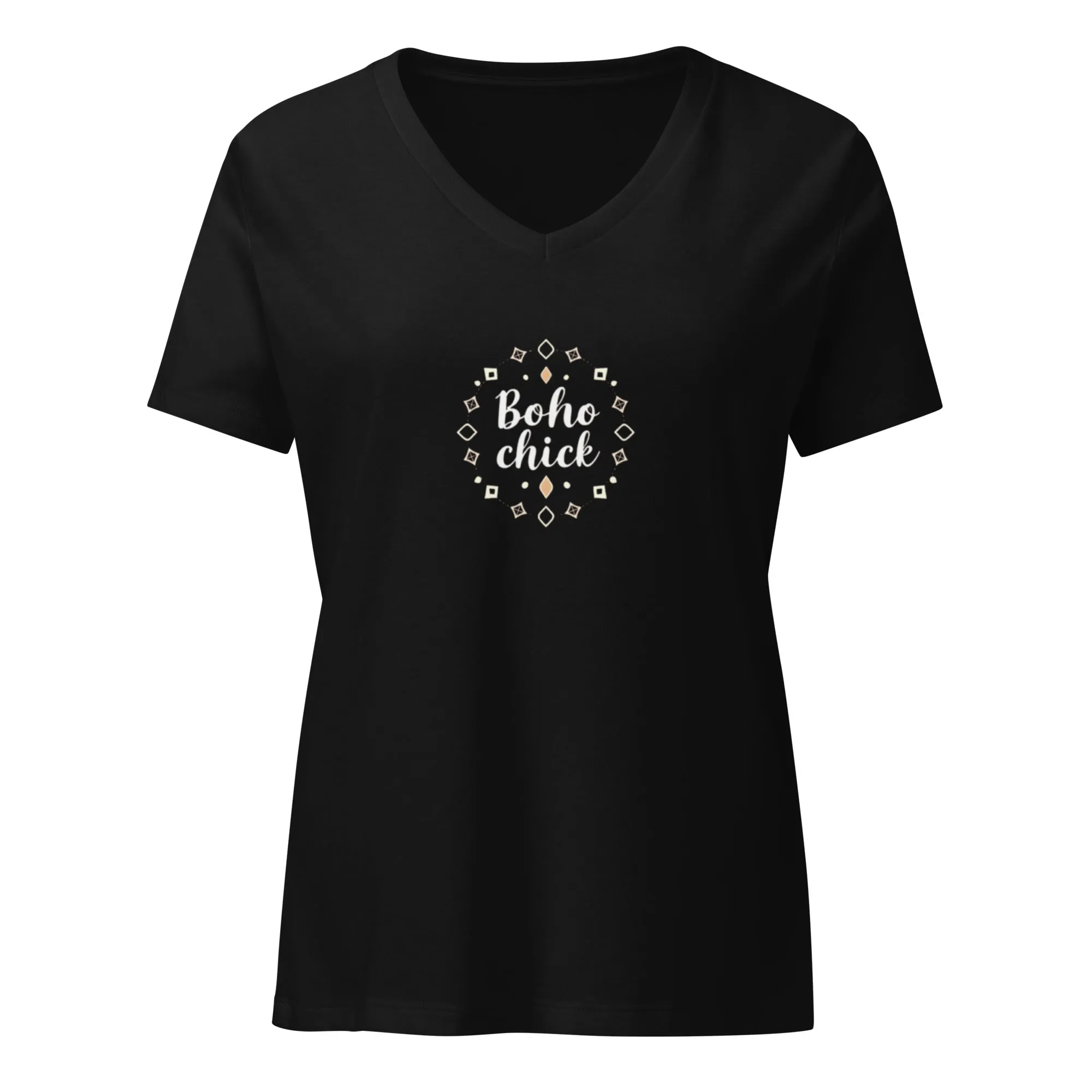 DUO MODERN Boho Chic Women’s Relaxed V-Neck T-Shirt