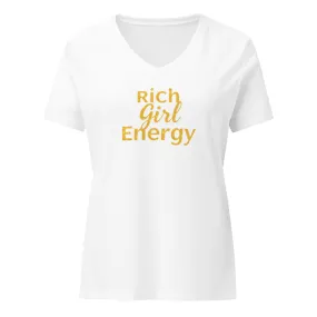 DUO MODERN "Rich Girl Energy" Women’s Relaxed V-Neck T-Shirt