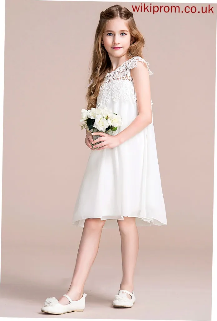 Flower Girl Dresses Empire Chiffon/Lace Dress Dahlia Flower Girl - Sleeveless Scoop Neck Knee-length