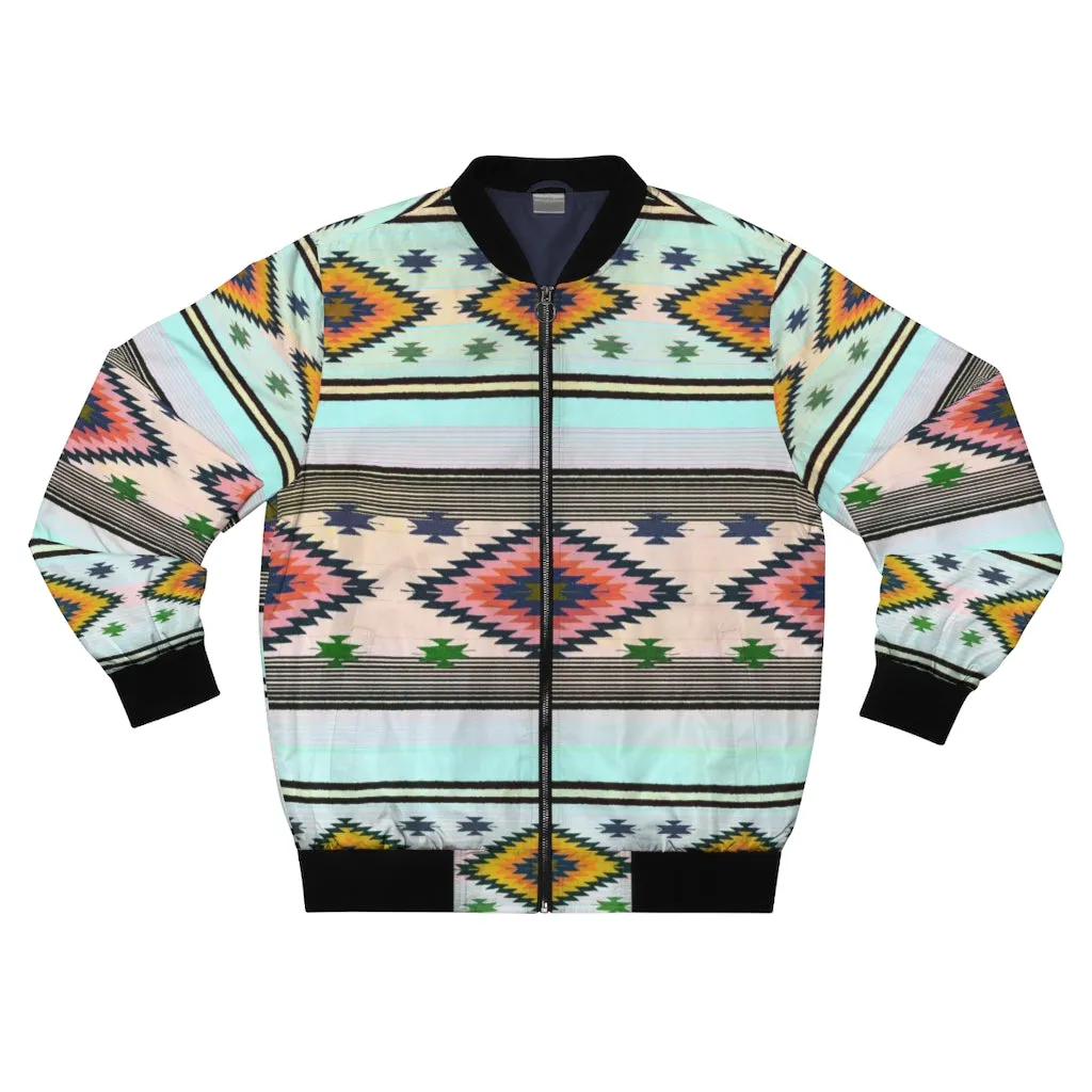 Funky Shaman Pale Mint |  Native American Lightweight Bomber Jacket