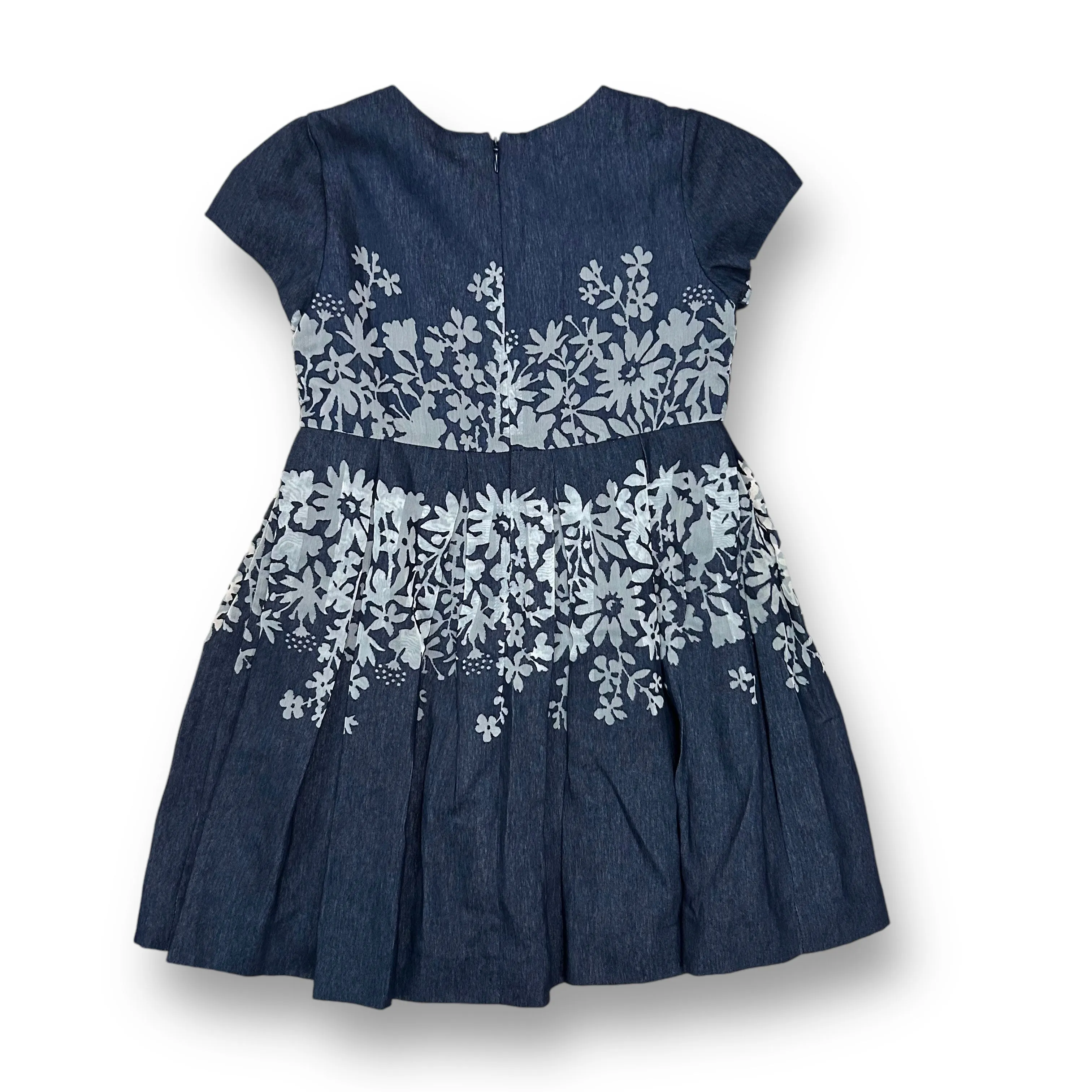 Girls Mayoral Size 7/8 Navy Pleated Empire Waist Denim Style Dress