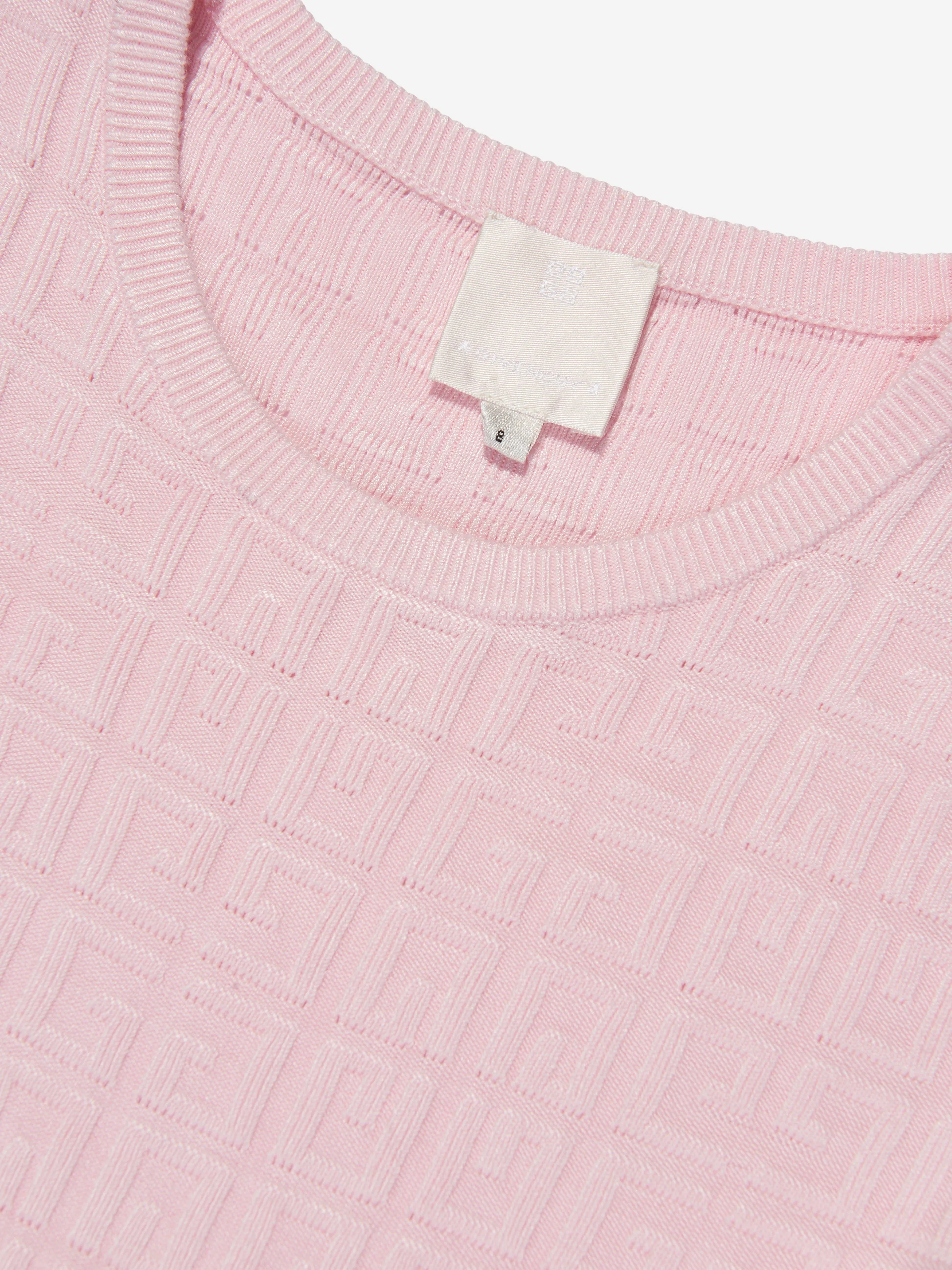 Givenchy Girls Knitted Logo Dress in Pink