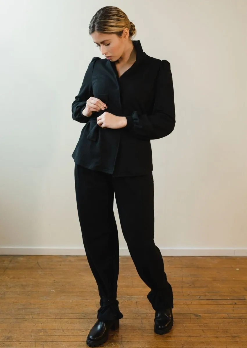 Jackie Tencel Organic Cotton Button-Down in Black