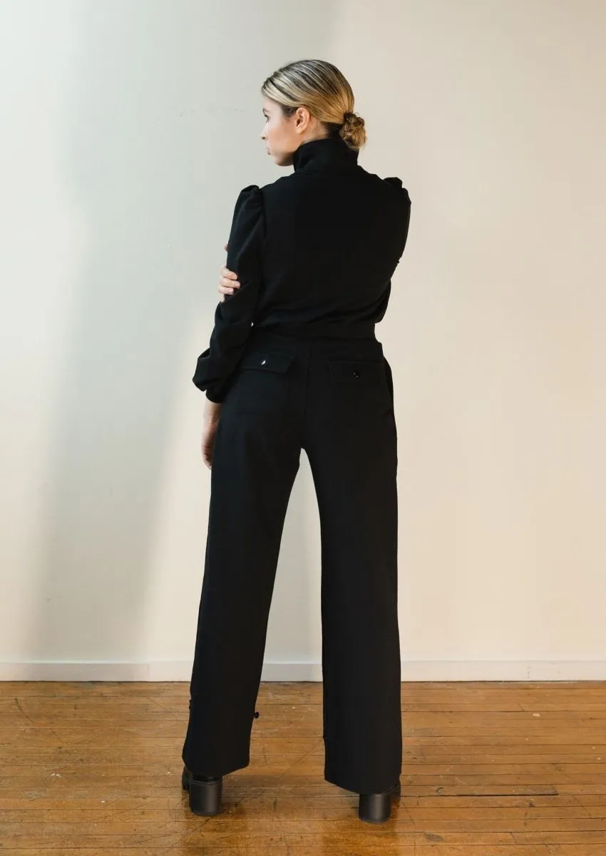 Jackie Tencel Organic Cotton Button-Down in Black