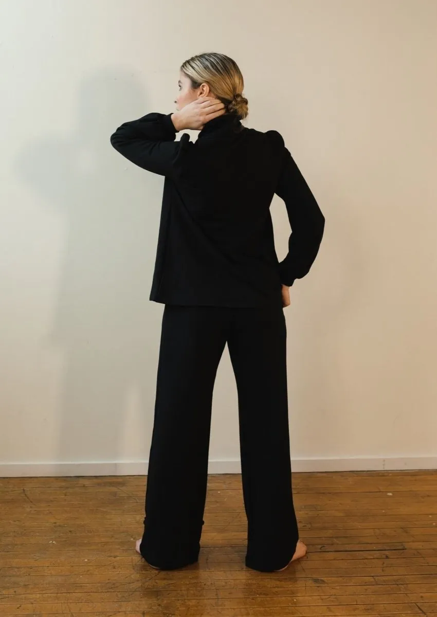Jackie Tencel Organic Cotton Button-Down in Black