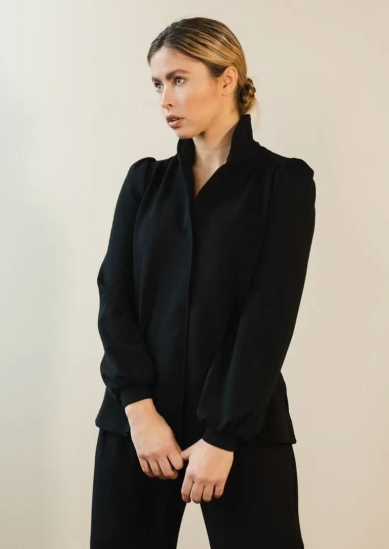Jackie Tencel Organic Cotton Button-Down in Black