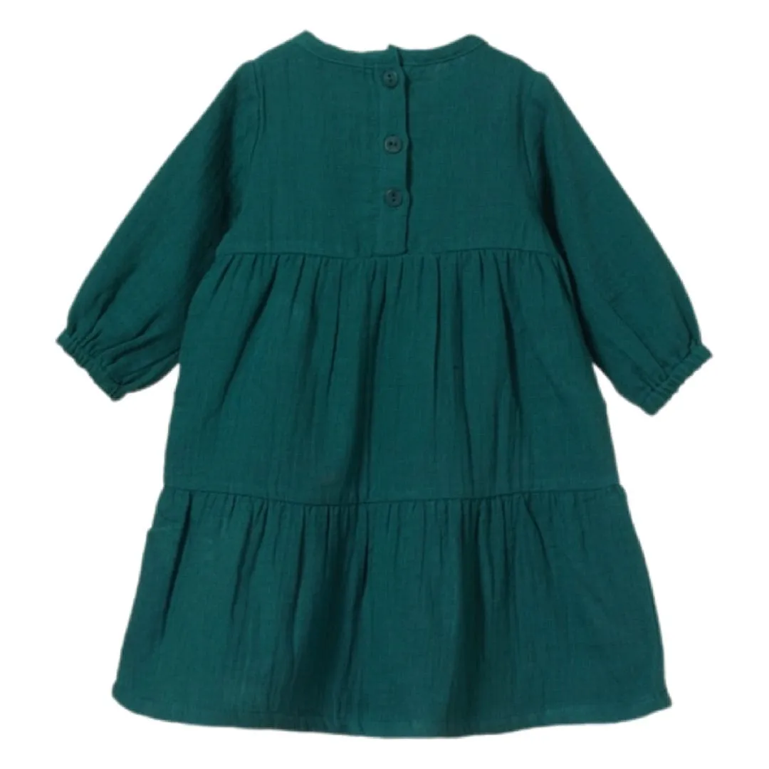 Long Sleeve Esther Dress - Teal Crinkle