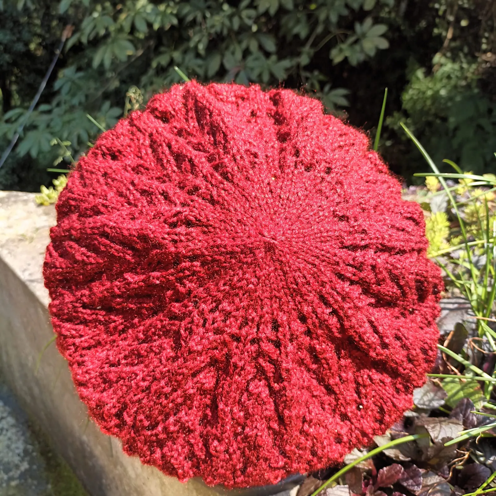 Maroon Beret Cap | Warm Winter Head Wear | Hand Knitted | Unisex