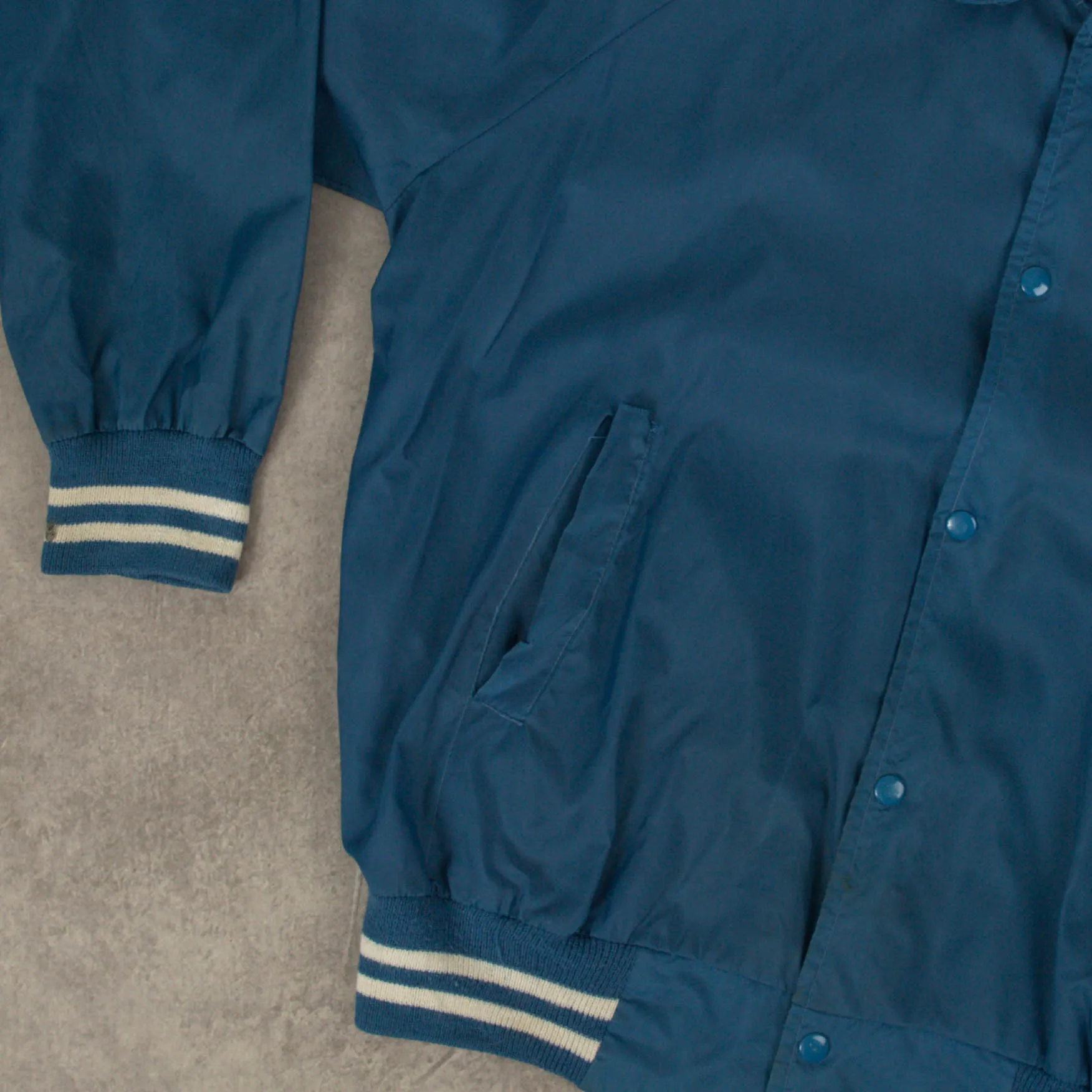 MEN'S VINTAGE 1990S ALASKA NYLON VARSITY BOMBER JACKET - LARGE