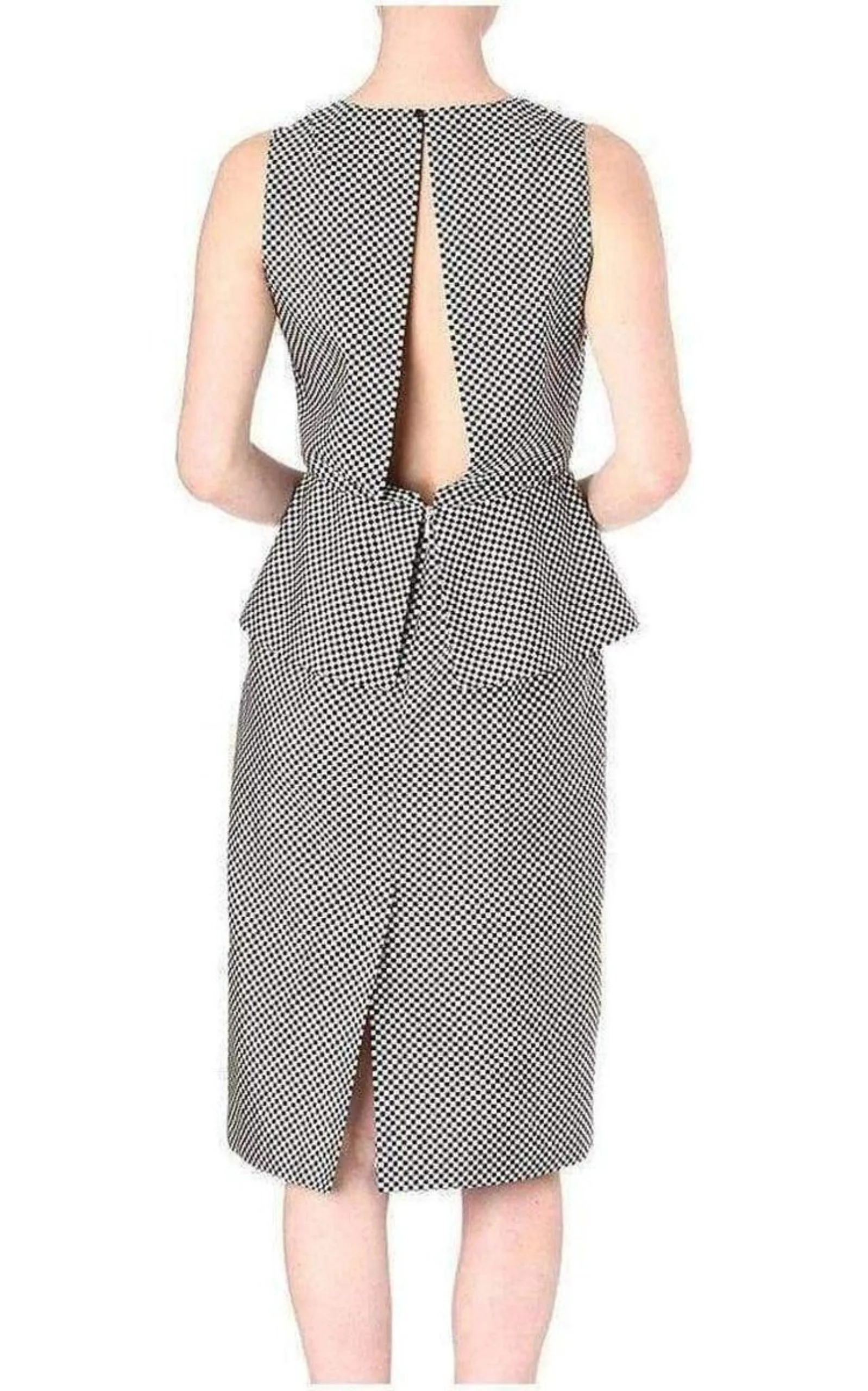 Monochrome Silk Peplum Waist Dress