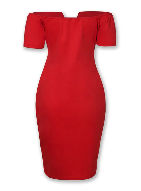 Sexy Deep V-neck Off Shoulder Bodycon Dress