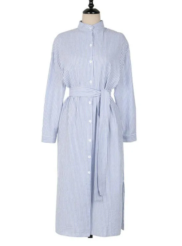 SHIRT DRESS COTTON AND LINEN LACE UP SINGLE
