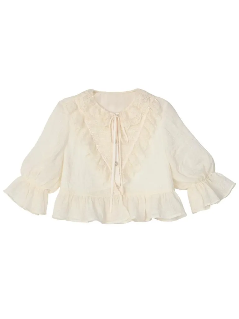 Skirt Shirt Lace Forest French Tiered Apricot