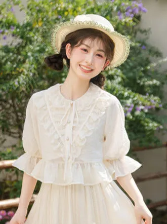 Skirt Shirt Lace Forest French Tiered Apricot