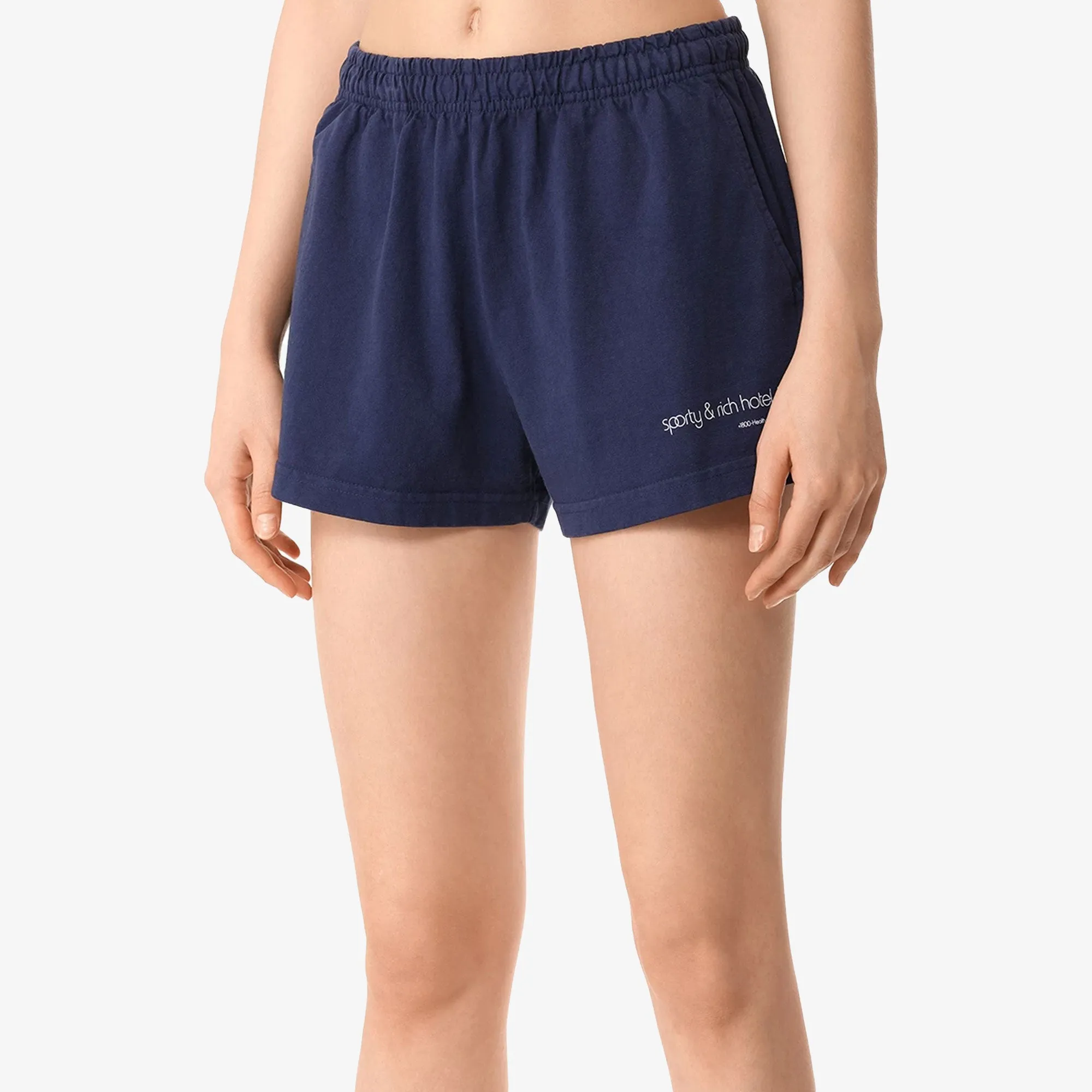 SPORTY & RICH | WMN'S SPA DISCO SHORTS { NAVY/WHITE