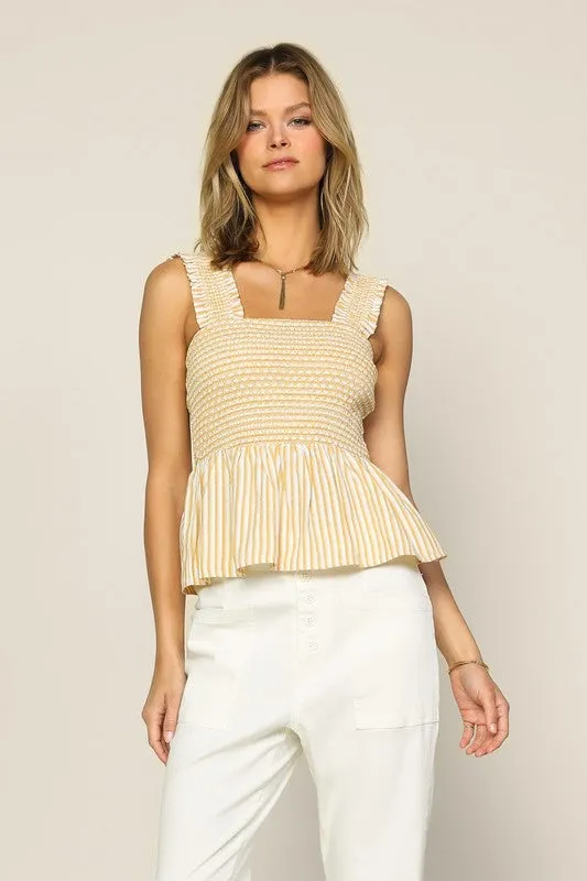 Stripe Smocked Peplum