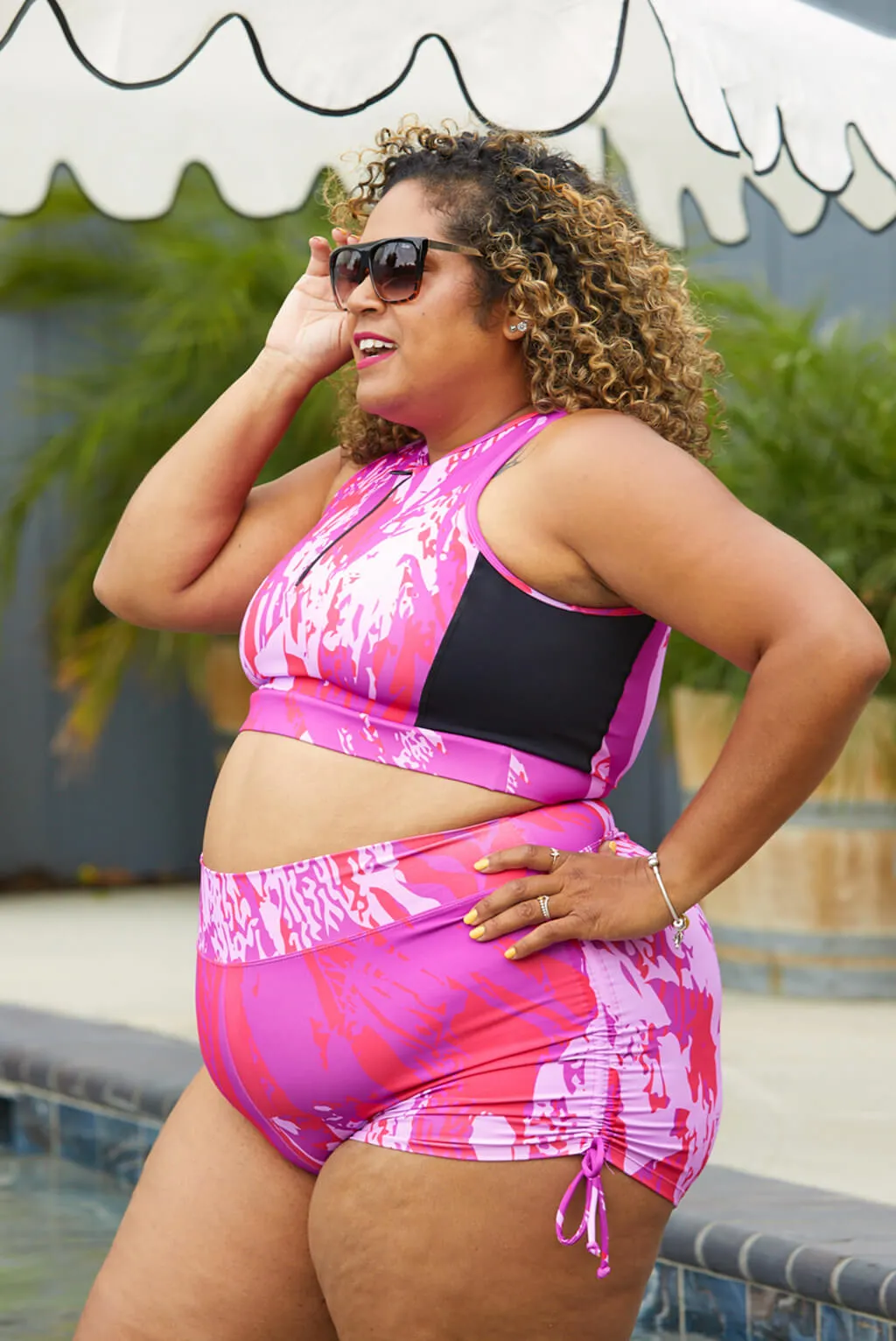Swim Booty Shorts - Fuchsia Sunset - FINAL SALE