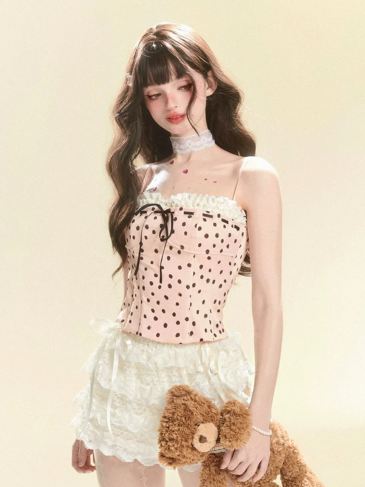 Tiered Lace Apricot Frilled Skirt