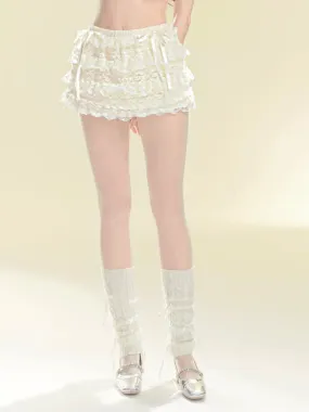 Tiered Lace Apricot Frilled Skirt