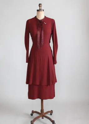 Vintage 1930s Braided Tassel Peplum Dress
